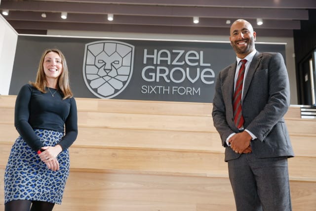 Director of Sixth Form Jo Lambert and Head of School Martin Stewart in the new state-of-the-art Hazel Grove Sixth Form