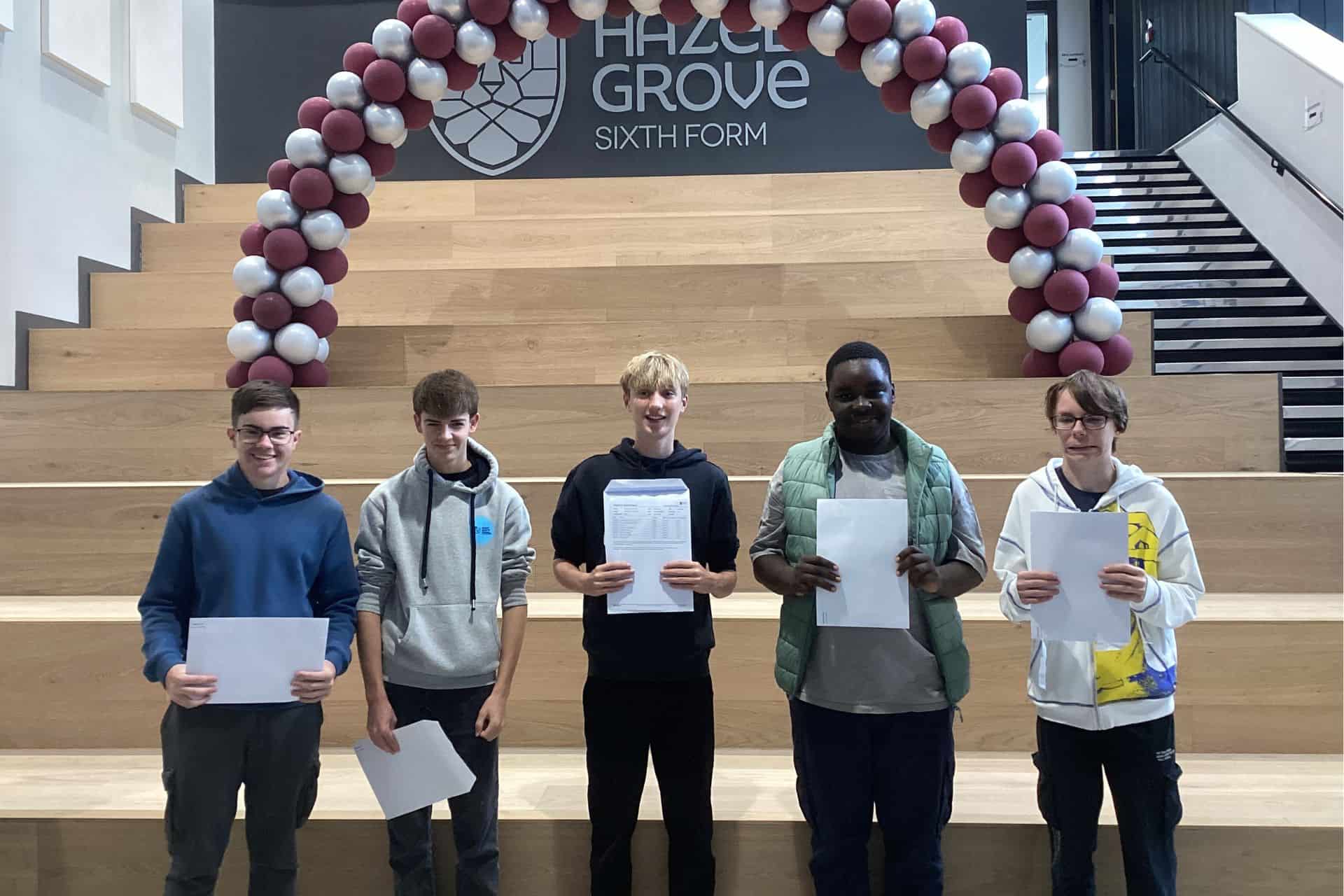 Year 11 students at Hazel Grove High School celebrate GCSE Results Day 2025