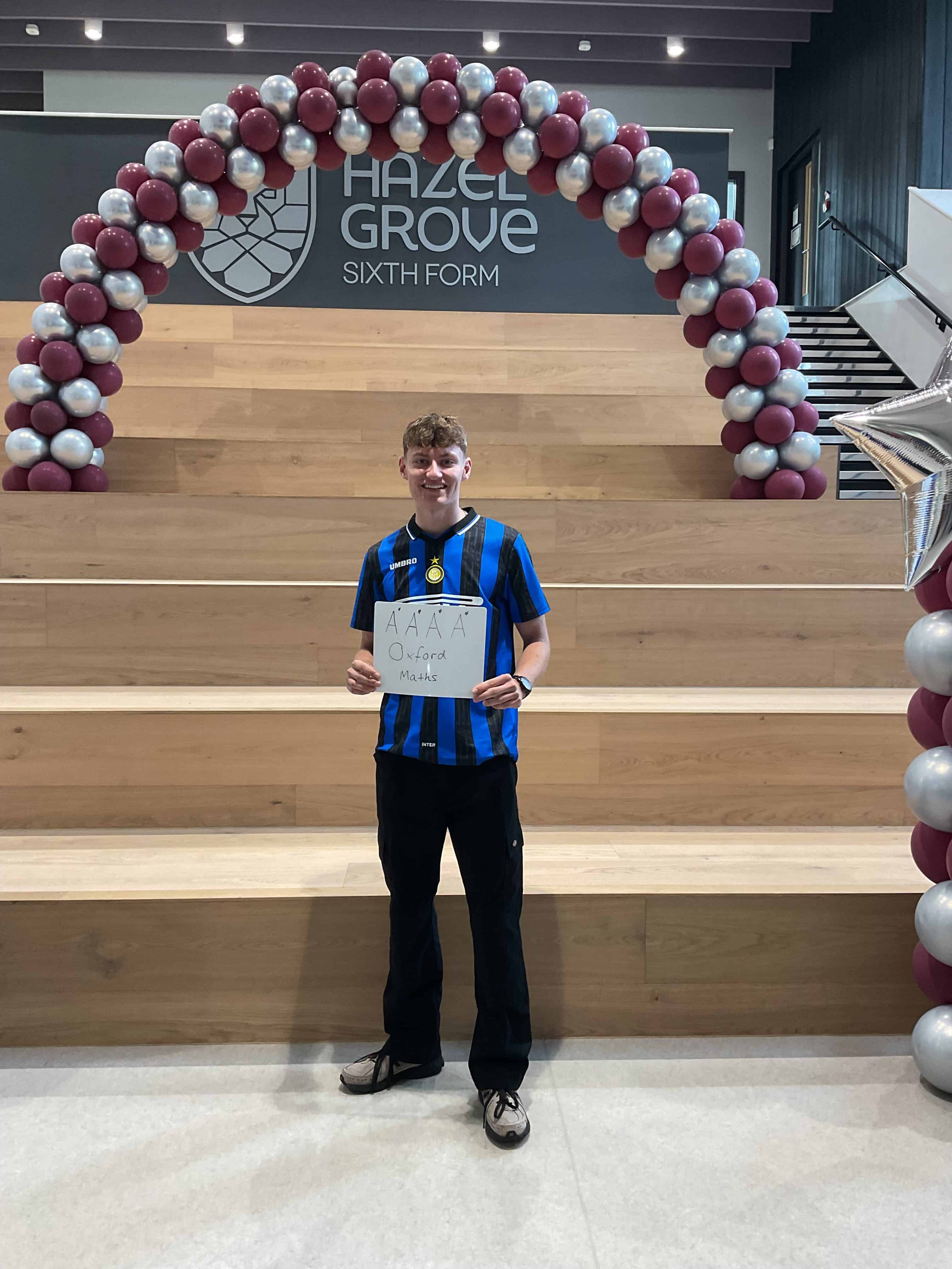 Elliot achieved 4 A*s in Spanish, Maths, Further Maths and Physics, and is going to read Mathematics at Hertford College, Oxford