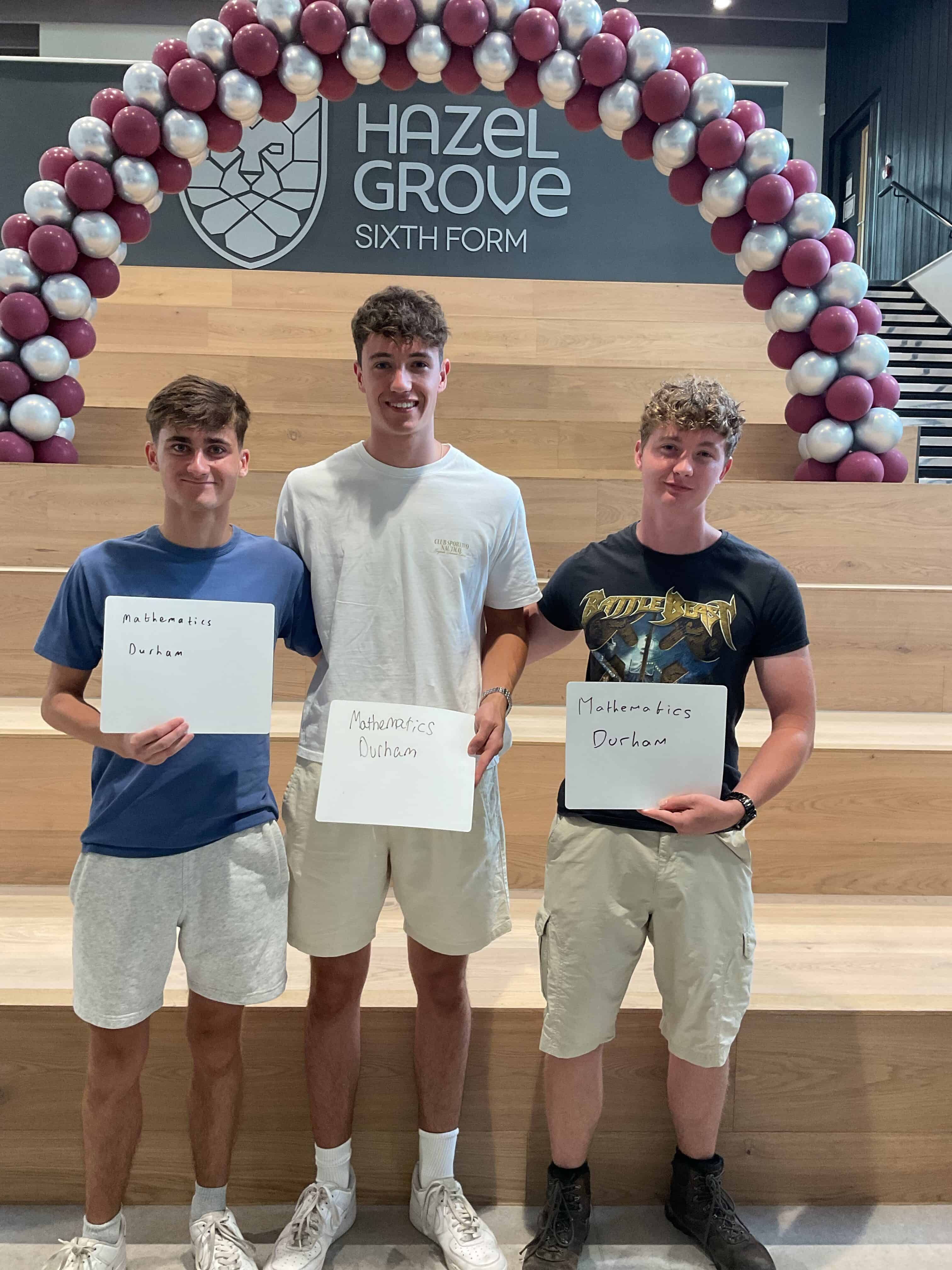 From left to right; Josh, Will and Henry achieved A*/A in all of their subjects and are all going to Durham University to study Mathematics